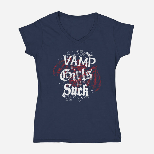 Vamp Girls Suck-Womens-V-Neck-Tee-Nemons