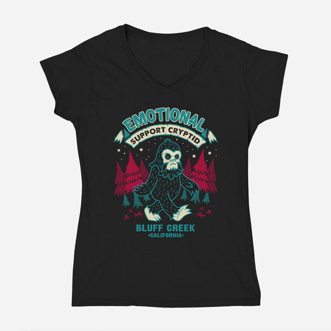 Emotional Support Bigfoot-Womens-V-Neck-Tee-Nemons