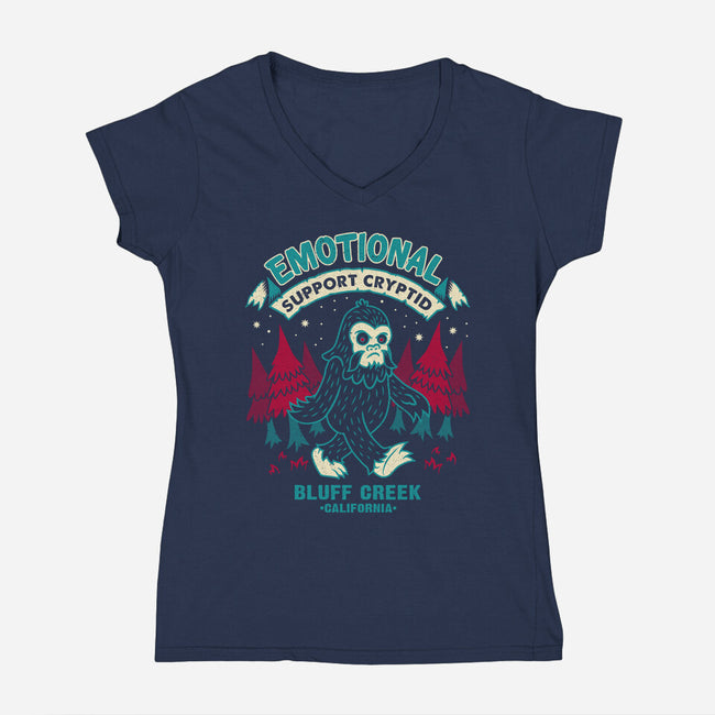 Emotional Support Bigfoot-Womens-V-Neck-Tee-Nemons