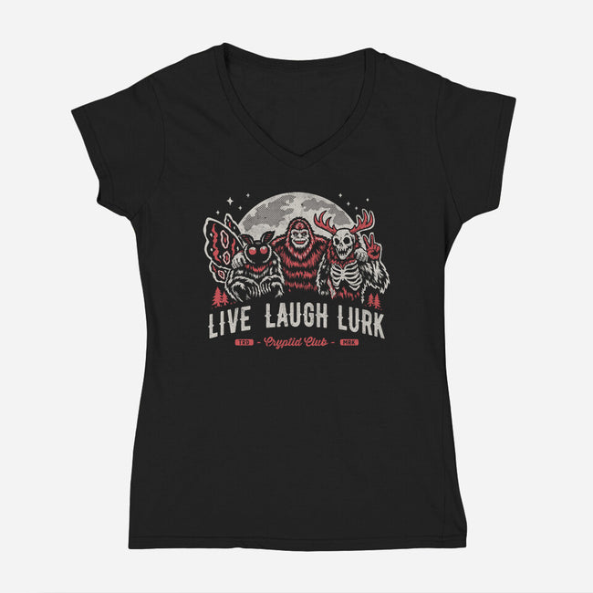 Live Laugh Lurk-Womens-V-Neck-Tee-Nemons