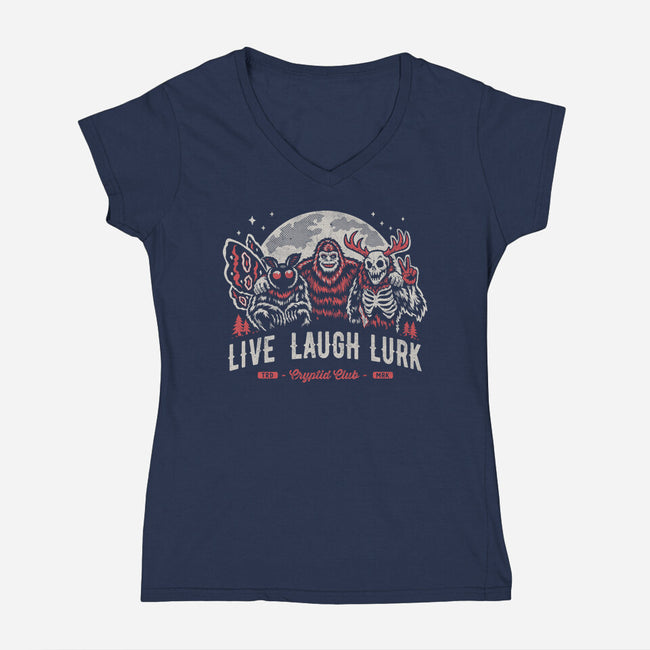 Live Laugh Lurk-Womens-V-Neck-Tee-Nemons