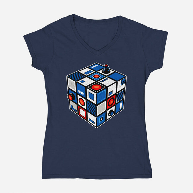 Droid Cube-Womens-V-Neck-Tee-erion_designs