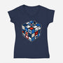 Droid Cube-Womens-V-Neck-Tee-erion_designs