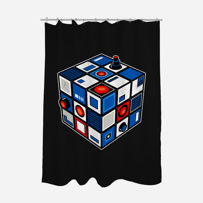 Droid Cube-None-Polyester-Shower Curtain-erion_designs