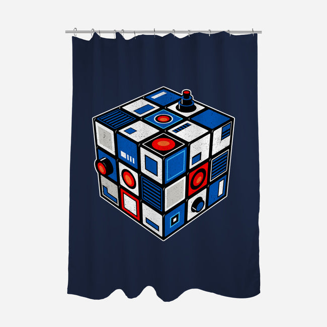 Droid Cube-None-Polyester-Shower Curtain-erion_designs