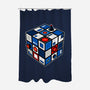 Droid Cube-None-Polyester-Shower Curtain-erion_designs