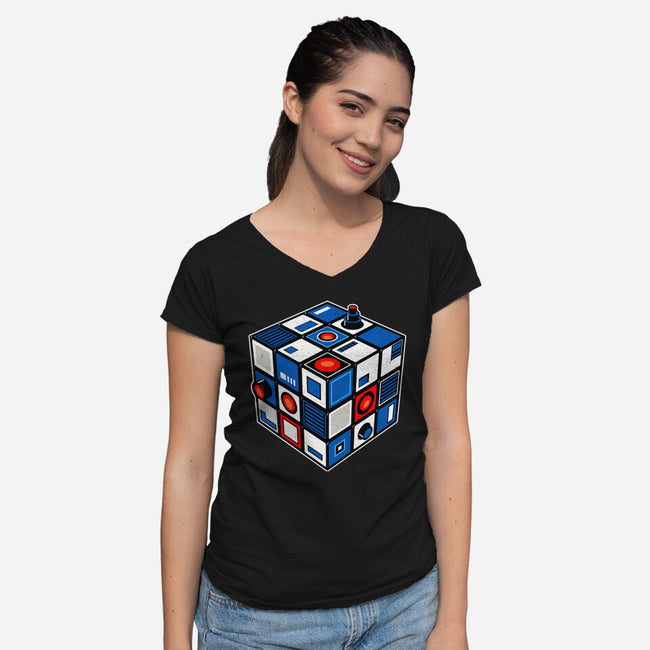 Droid Cube-Womens-V-Neck-Tee-erion_designs