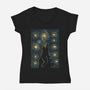 Starry Kaiju Night-Womens-V-Neck-Tee-erion_designs