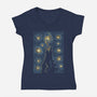 Starry Kaiju Night-Womens-V-Neck-Tee-erion_designs