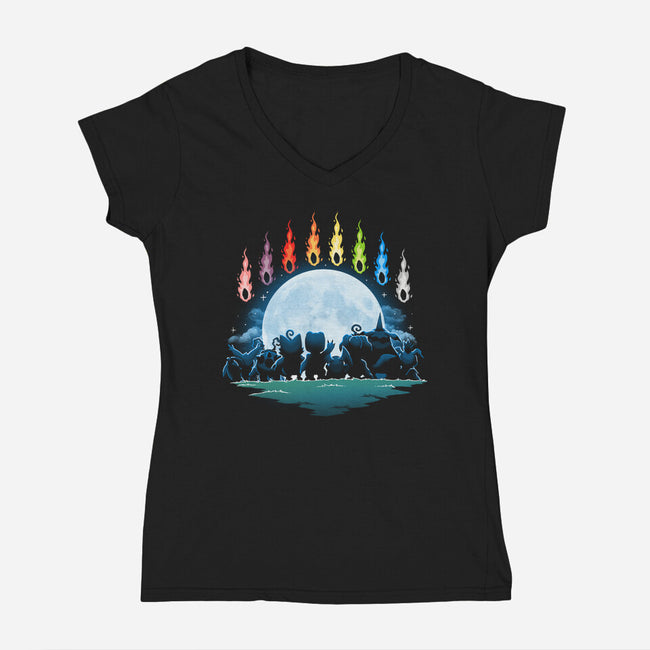 Digital Moon-Womens-V-Neck-Tee-Vallina84