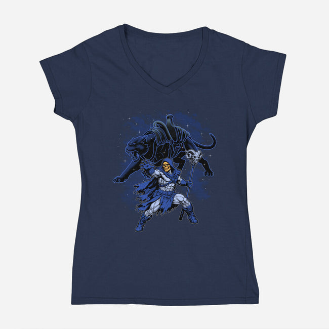 Doom And Panther Shadow-Womens-V-Neck-Tee-Astrobot Invention