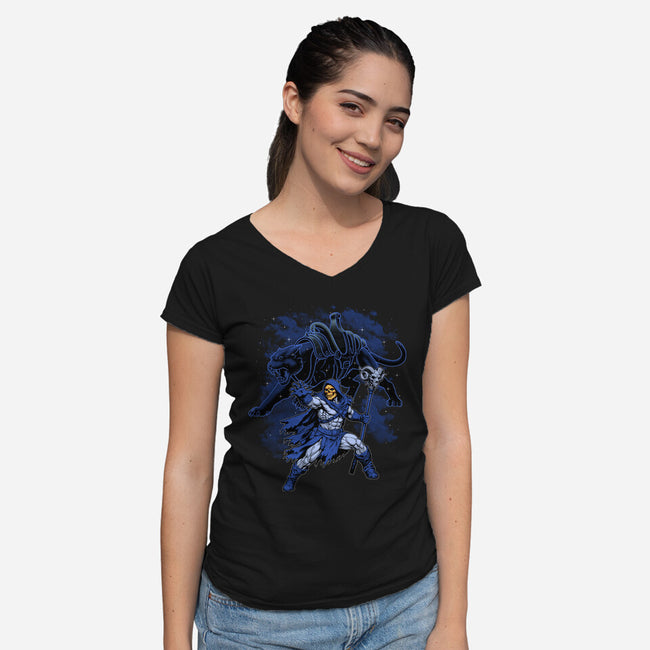 Doom And Panther Shadow-Womens-V-Neck-Tee-Astrobot Invention
