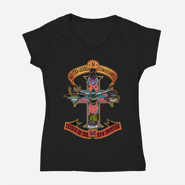 Terror Of The New Frontier-Womens-V-Neck-Tee-AndreusD