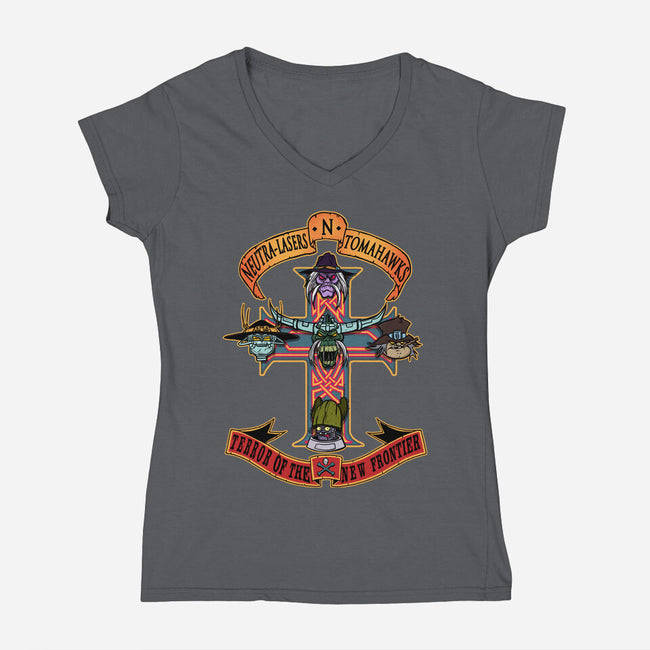Terror Of The New Frontier-Womens-V-Neck-Tee-AndreusD