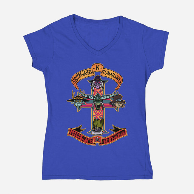 Terror Of The New Frontier-Womens-V-Neck-Tee-AndreusD