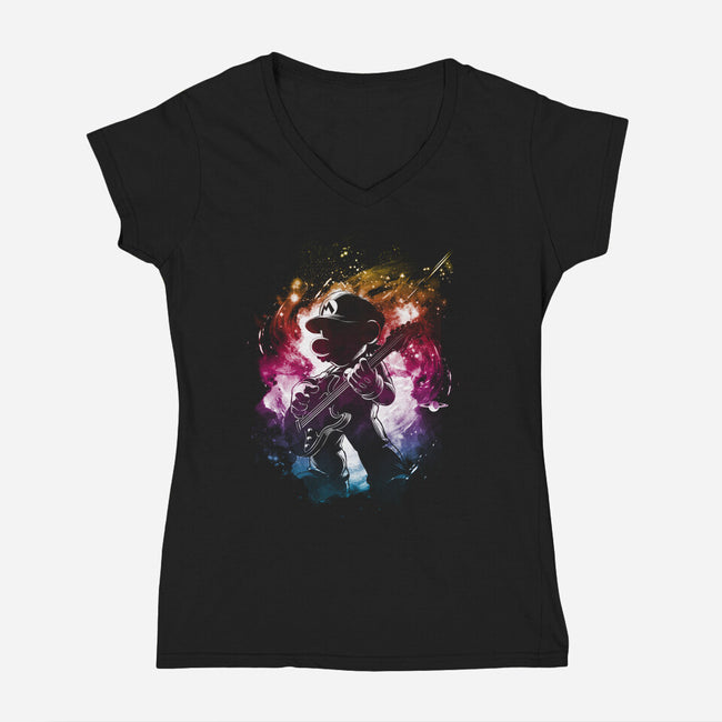 Galactic Tune-Womens-V-Neck-Tee-kharmazero