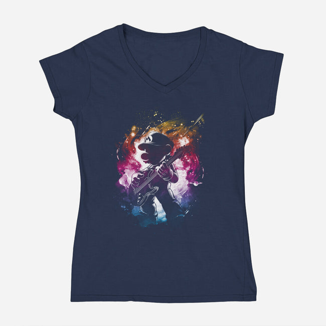 Galactic Tune-Womens-V-Neck-Tee-kharmazero