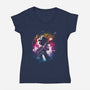 Galactic Tune-Womens-V-Neck-Tee-kharmazero