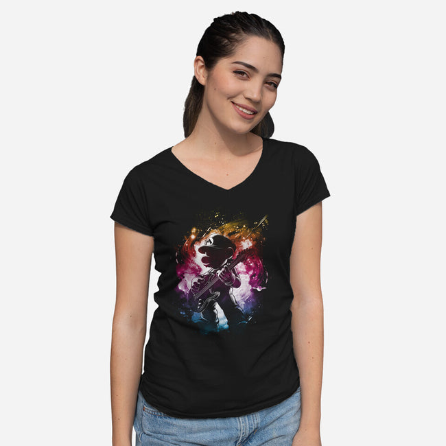 Galactic Tune-Womens-V-Neck-Tee-kharmazero