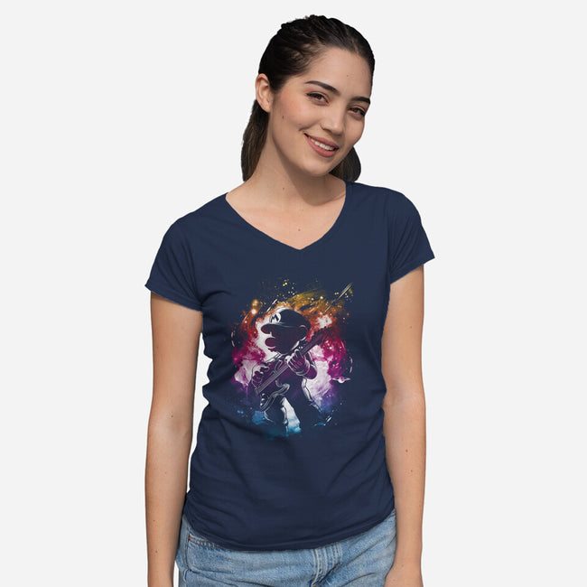 Galactic Tune-Womens-V-Neck-Tee-kharmazero