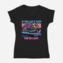 Fast Or Last-Womens-V-Neck-Tee-glitchygorilla