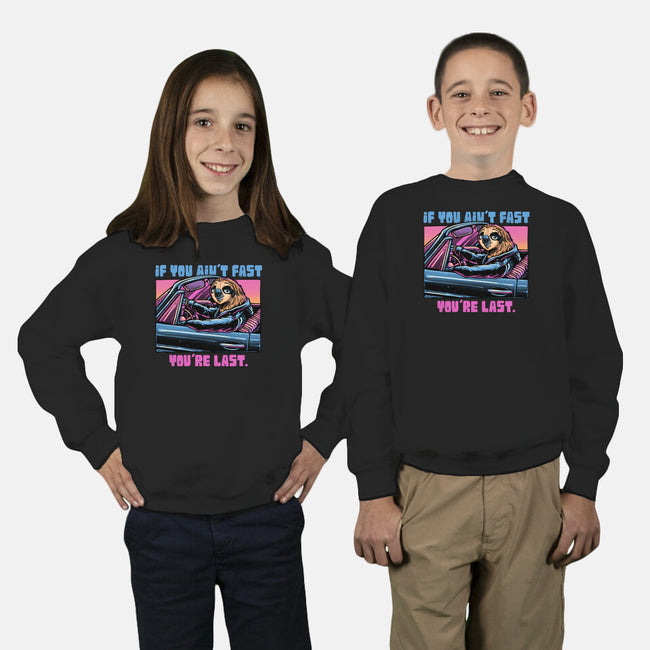 Fast Or Last-Youth-Crew Neck-Sweatshirt-glitchygorilla