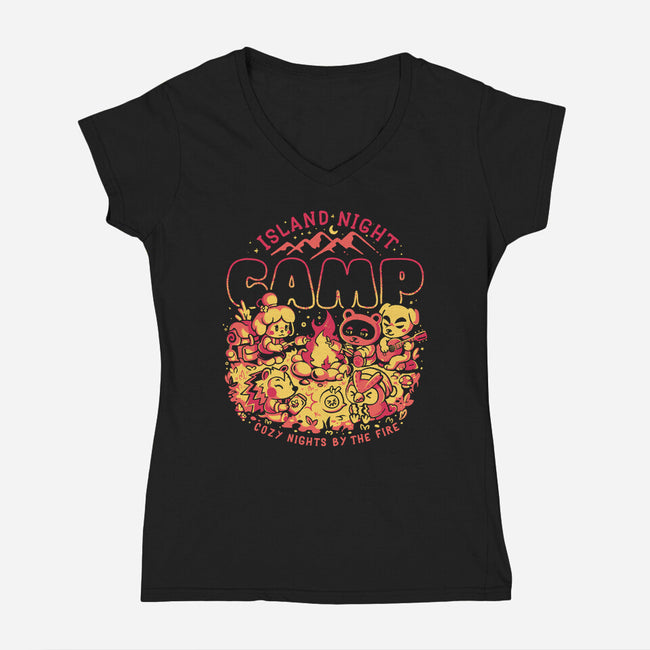 Island Night Camp-Womens-V-Neck-Tee-Arigatees