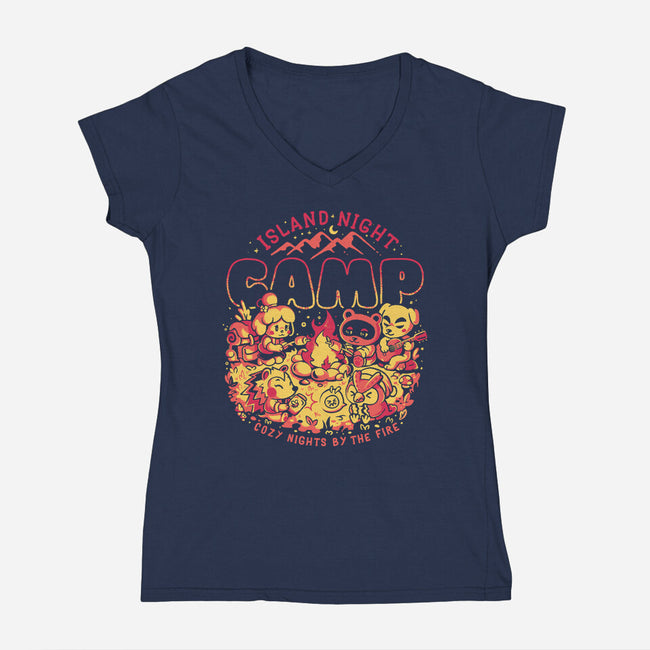 Island Night Camp-Womens-V-Neck-Tee-Arigatees