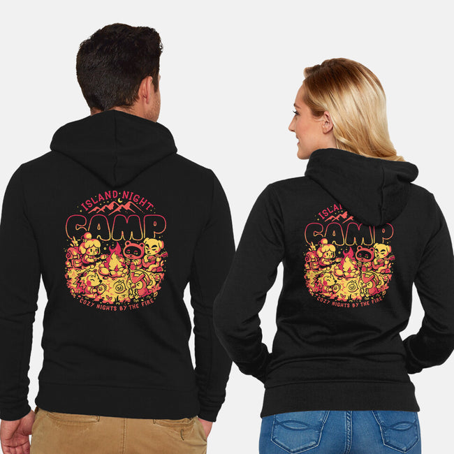 Island Night Camp-Unisex-Zip-Up-Sweatshirt-Arigatees