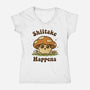 Shiitake Happens-Womens-V-Neck-Tee-kg07