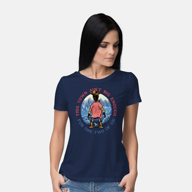 Duel In The Town-Womens-Basic-Tee-glitchygorilla