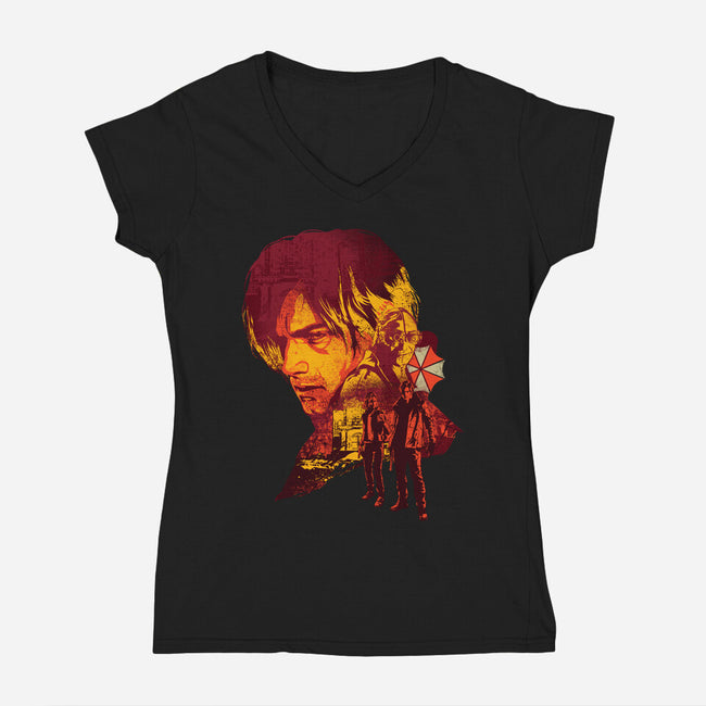 Leon’s Last Requiem-Womens-V-Neck-Tee-hypertwenty