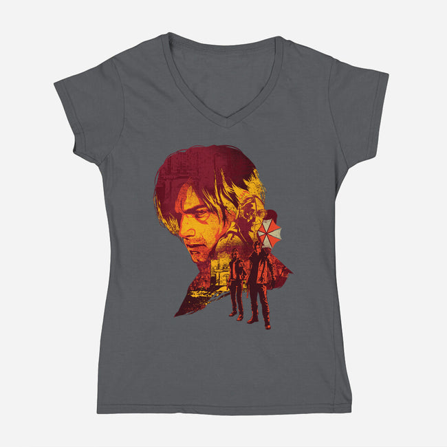 Leon’s Last Requiem-Womens-V-Neck-Tee-hypertwenty