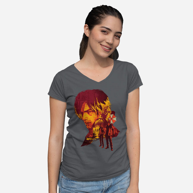 Leon’s Last Requiem-Womens-V-Neck-Tee-hypertwenty