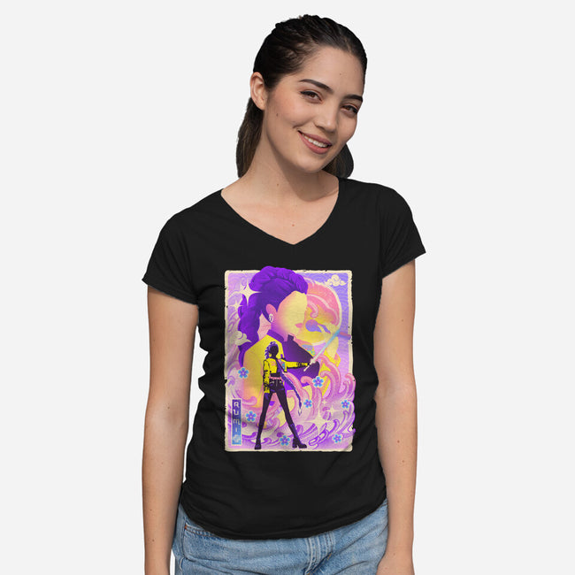 Musha-e Popstar Royalty-Womens-V-Neck-Tee-hypertwenty