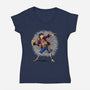 Punch Thrower-Womens-V-Neck-Tee-joerawks