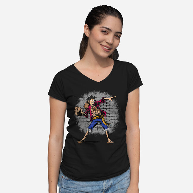 Punch Thrower-Womens-V-Neck-Tee-joerawks