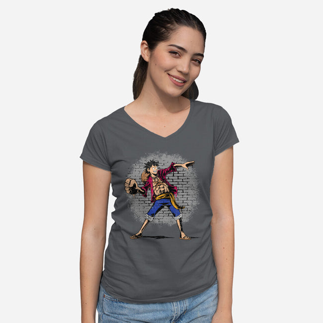 Punch Thrower-Womens-V-Neck-Tee-joerawks