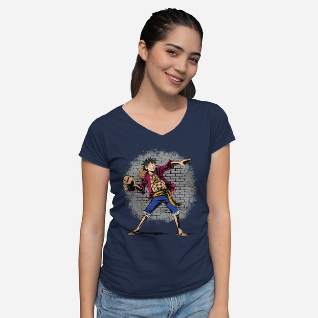 Punch Thrower-Womens-V-Neck-Tee-joerawks