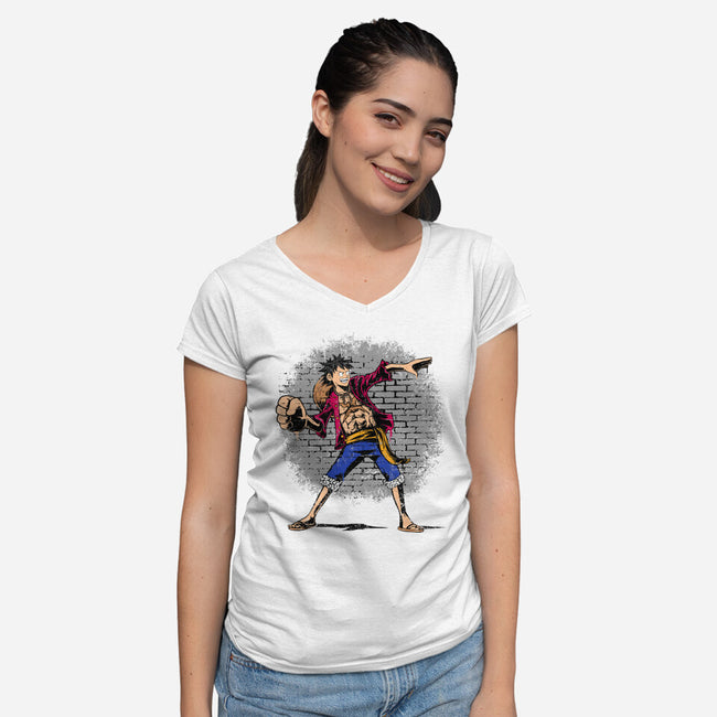 Punch Thrower-Womens-V-Neck-Tee-joerawks
