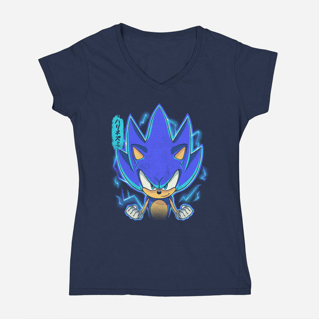 The Speedy Hedgehog-Womens-V-Neck-Tee-grevalra