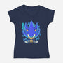 The Speedy Hedgehog-Womens-V-Neck-Tee-grevalra