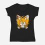 The Two-Tailed Fox-Womens-V-Neck-Tee-grevalra