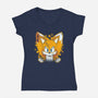 The Two-Tailed Fox-Womens-V-Neck-Tee-grevalra