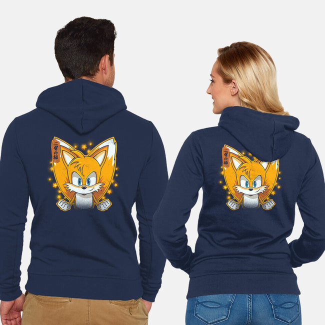 The Two-Tailed Fox-Unisex-Zip-Up-Sweatshirt-grevalra