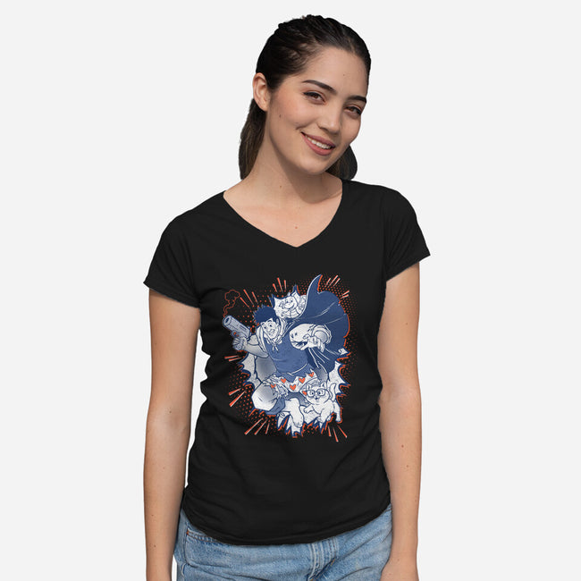 Dungeon Crawler Carl-Womens-V-Neck-Tee-palmstreet