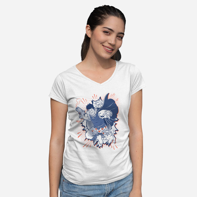 Dungeon Crawler Carl-Womens-V-Neck-Tee-palmstreet