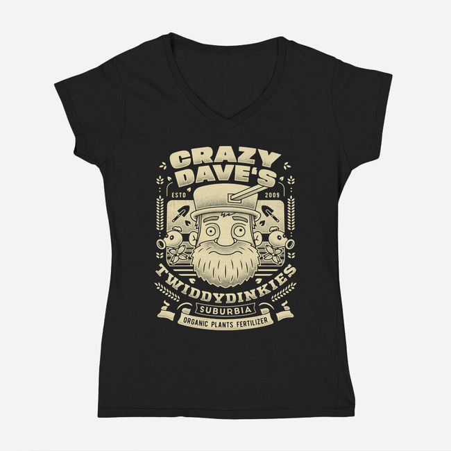 Crazy Dave Emblem Grunge-Womens-V-Neck-Tee-LAGELANTEE