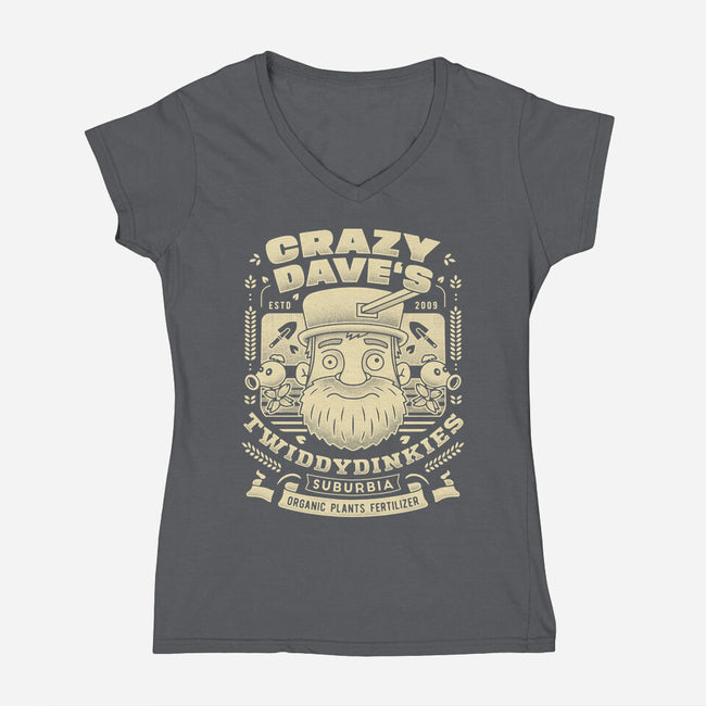 Crazy Dave Emblem Grunge-Womens-V-Neck-Tee-LAGELANTEE
