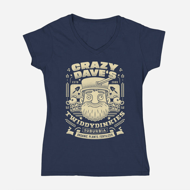 Crazy Dave Emblem Grunge-Womens-V-Neck-Tee-LAGELANTEE